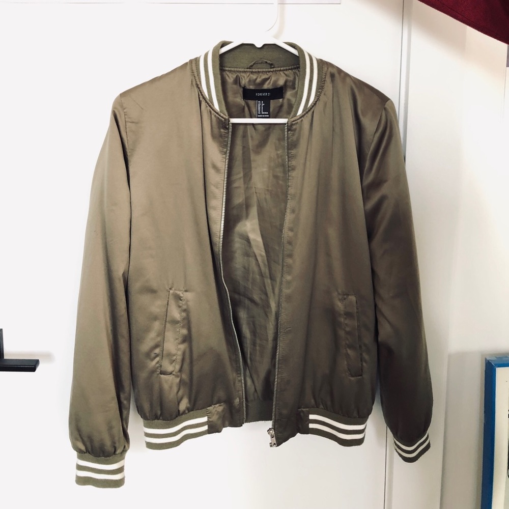 Olive Bomber Jacket from Forever 21